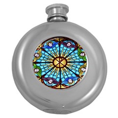 Church Window Stained Glass Church Round Hip Flask (5 Oz) by Pakrebo