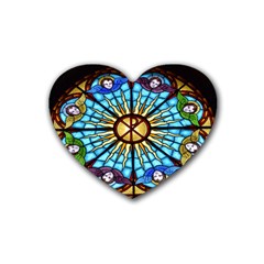 Church Window Stained Glass Church Heart Coaster (4 Pack)  by Pakrebo