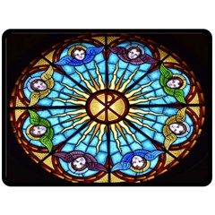 Church Window Stained Glass Church Fleece Blanket (large)  by Pakrebo