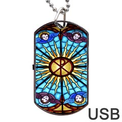 Church Window Stained Glass Church Dog Tag Usb Flash (one Side) by Pakrebo