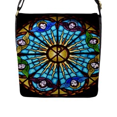 Church Window Stained Glass Church Flap Closure Messenger Bag (l) by Pakrebo