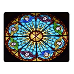 Church Window Stained Glass Church Double Sided Fleece Blanket (small)  by Pakrebo