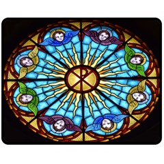 Church Window Stained Glass Church Double Sided Fleece Blanket (medium)  by Pakrebo