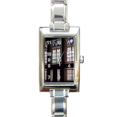 Stained Glass Window Krotoszyn Rectangle Italian Charm Watch by Pakrebo