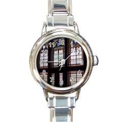 Stained Glass Window Krotoszyn Round Italian Charm Watch by Pakrebo