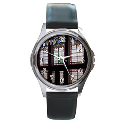 Stained Glass Window Krotoszyn Round Metal Watch by Pakrebo