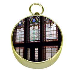 Stained Glass Window Krotoszyn Gold Compasses by Pakrebo