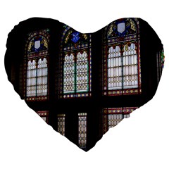 Stained Glass Window Krotoszyn Large 19  Premium Flano Heart Shape Cushions by Pakrebo