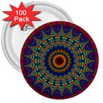 Kaleidoscope Mandala Pattern 3  Buttons (100 pack)  Front