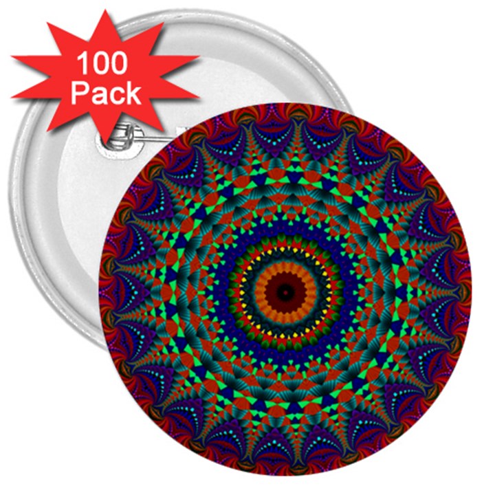 Kaleidoscope Mandala Pattern 3  Buttons (100 pack) 