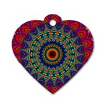 Kaleidoscope Mandala Pattern Dog Tag Heart (Two Sides) Front