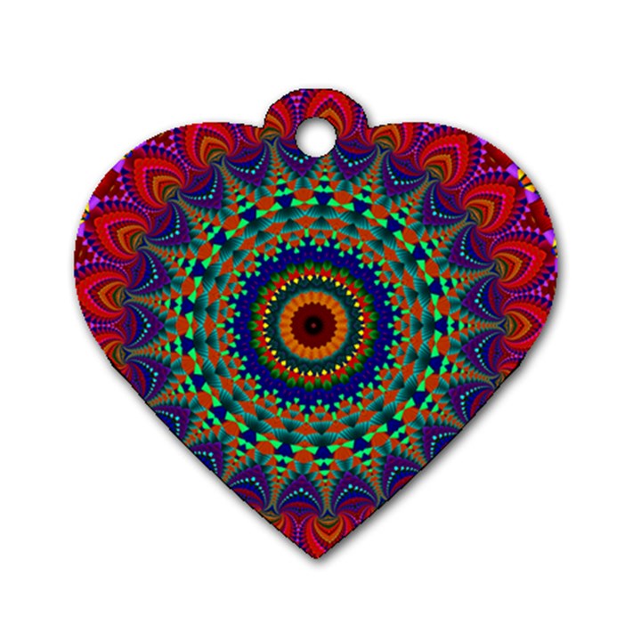 Kaleidoscope Mandala Pattern Dog Tag Heart (Two Sides)