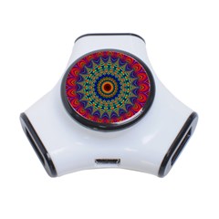 Kaleidoscope Mandala Pattern 3-port Usb Hub by Pakrebo