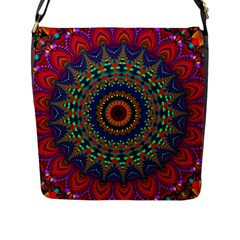 Kaleidoscope Mandala Pattern Flap Closure Messenger Bag (l) by Pakrebo