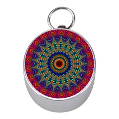 Kaleidoscope Mandala Pattern Mini Silver Compasses by Pakrebo