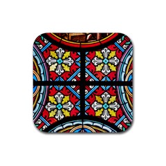 Stained Glass Window Colorful Color Rubber Coaster (square)  by Pakrebo