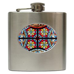 Stained Glass Window Colorful Color Hip Flask (6 Oz) by Pakrebo