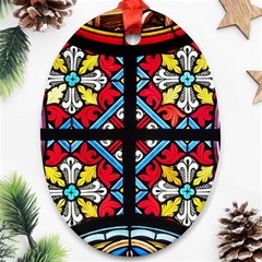 Stained Glass Window Colorful Color Oval Ornament (two Sides) by Pakrebo