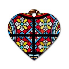 Stained Glass Window Colorful Color Dog Tag Heart (one Side) by Pakrebo