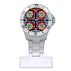 Stained Glass Window Colorful Color Plastic Nurses Watch by Pakrebo