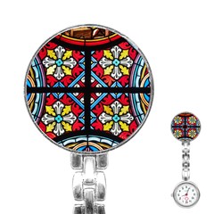 Stained Glass Window Colorful Color Stainless Steel Nurses Watch by Pakrebo