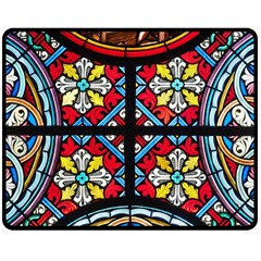 Stained Glass Window Colorful Color Double Sided Fleece Blanket (medium)  by Pakrebo