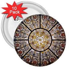 Stained Glass Window Glass Ceiling 3  Buttons (10 Pack)  by Pakrebo