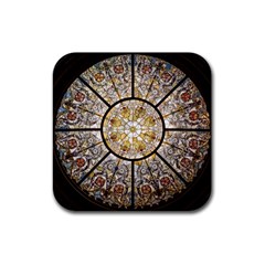 Stained Glass Window Glass Ceiling Rubber Coaster (square)  by Pakrebo