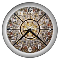 Stained Glass Window Glass Ceiling Wall Clock (silver) by Pakrebo