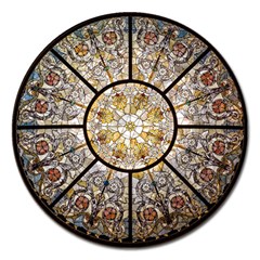 Stained Glass Window Glass Ceiling Magnet 5  (round) by Pakrebo