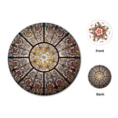 Stained Glass Window Glass Ceiling Playing Cards (round) by Pakrebo