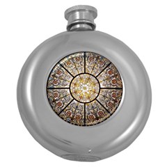 Stained Glass Window Glass Ceiling Round Hip Flask (5 Oz) by Pakrebo