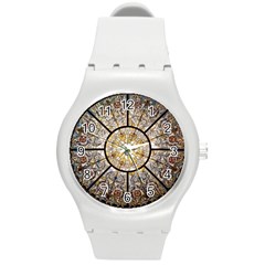 Stained Glass Window Glass Ceiling Round Plastic Sport Watch (m)