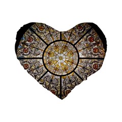 Stained Glass Window Glass Ceiling Standard 16  Premium Flano Heart Shape Cushions by Pakrebo