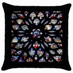 Stained Glass Sainte Chapelle Gothic Throw Pillow Case (black) by Pakrebo