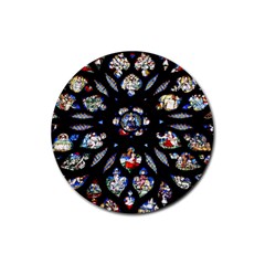 Stained Glass Sainte Chapelle Gothic Rubber Round Coaster (4 Pack)  by Pakrebo