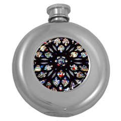 Stained Glass Sainte Chapelle Gothic Round Hip Flask (5 Oz) by Pakrebo