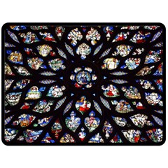 Stained Glass Sainte Chapelle Gothic Fleece Blanket (large)  by Pakrebo