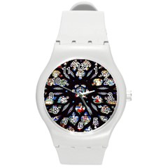 Stained Glass Sainte Chapelle Gothic Round Plastic Sport Watch (m) by Pakrebo