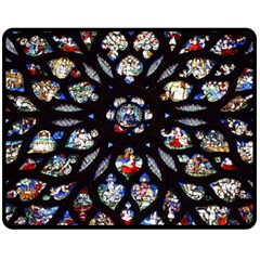 Stained Glass Sainte Chapelle Gothic Double Sided Fleece Blanket (medium)  by Pakrebo