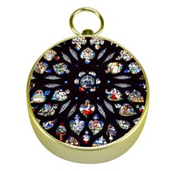 Stained Glass Sainte Chapelle Gothic Gold Compasses by Pakrebo