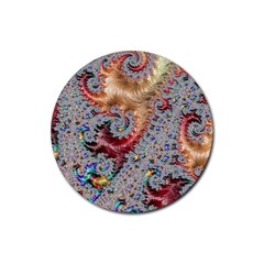 Fractal Artwork Design Pattern Rubber Coaster (round)  by Pakrebo