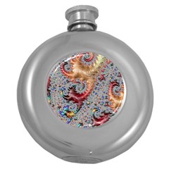 Fractal Artwork Design Pattern Round Hip Flask (5 Oz) by Pakrebo