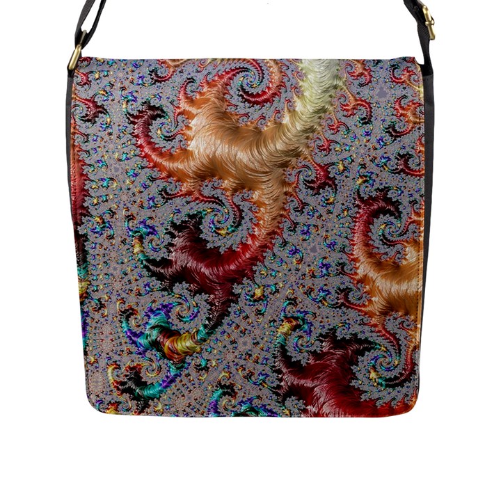 Fractal Artwork Design Pattern Flap Closure Messenger Bag (L)