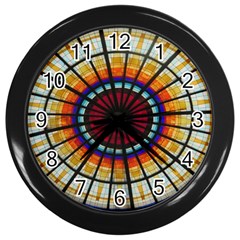 Background Stained Glass Window Wall Clock (black) by Pakrebo