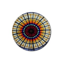 Background Stained Glass Window Rubber Coaster (round)  by Pakrebo