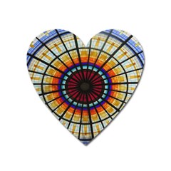 Background Stained Glass Window Heart Magnet by Pakrebo