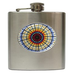 Background Stained Glass Window Hip Flask (6 Oz) by Pakrebo