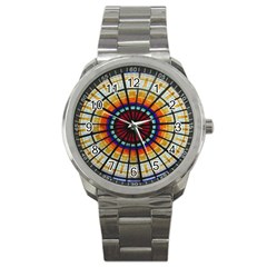 Background Stained Glass Window Sport Metal Watch by Pakrebo