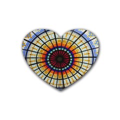 Background Stained Glass Window Heart Coaster (4 Pack)  by Pakrebo